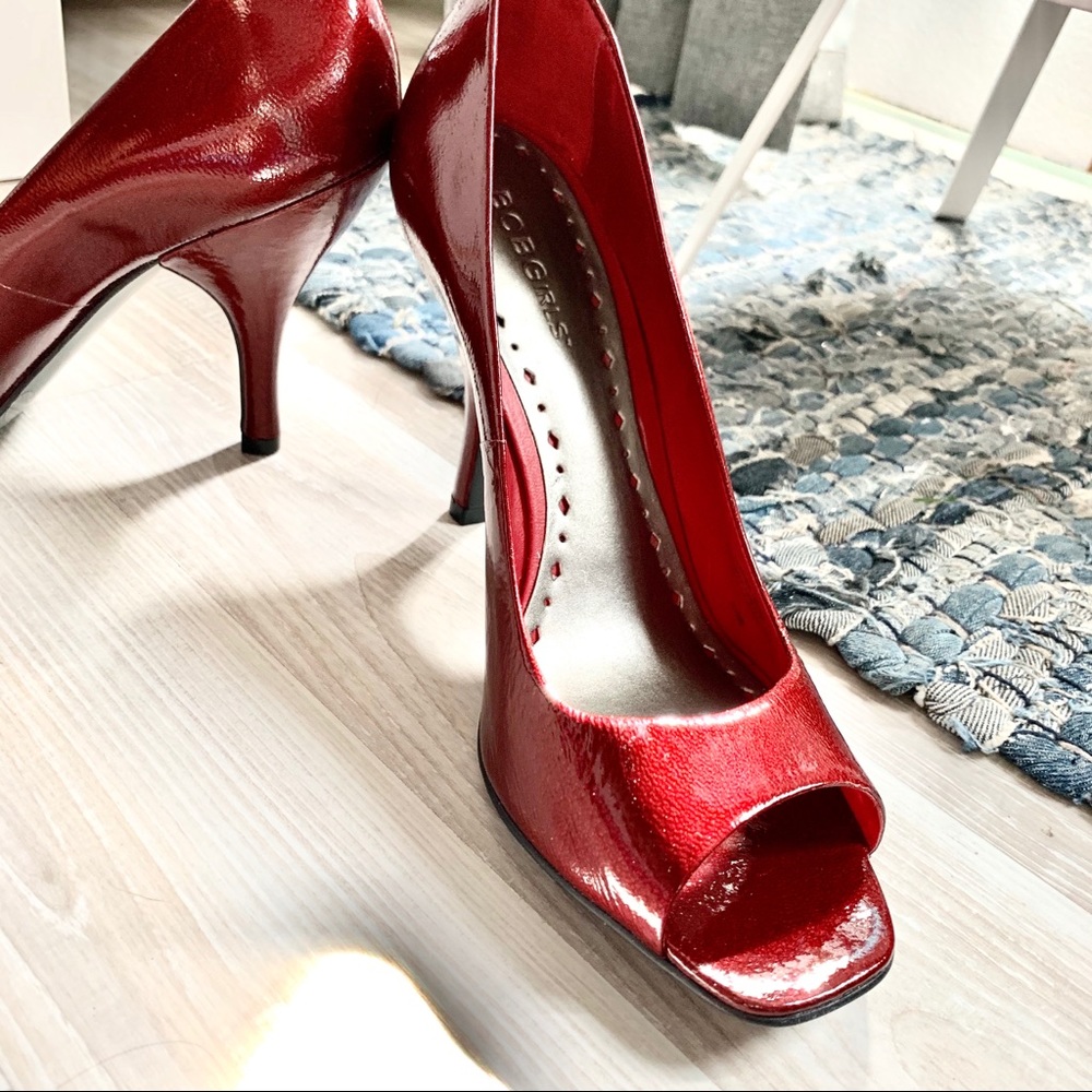 BCB Girls Patent Leather Peep Toe Pumps